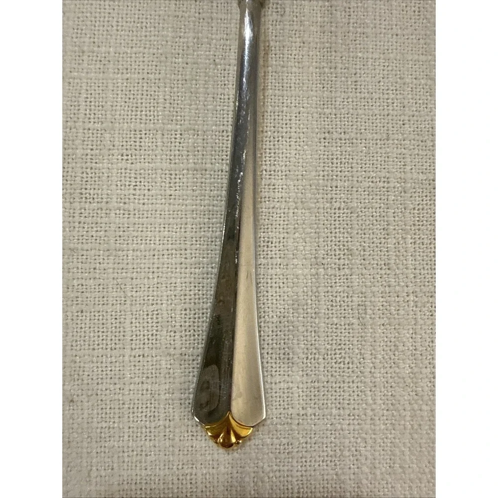 Oneida Golden Juilliard Cube Heirloom Stainless Flatware Gold Tip‎ Soup Spoon